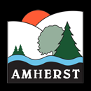 Logo présentant des arbres devant des montagnes et un soleil couchant, municipalité d'Amherst, Laurentides